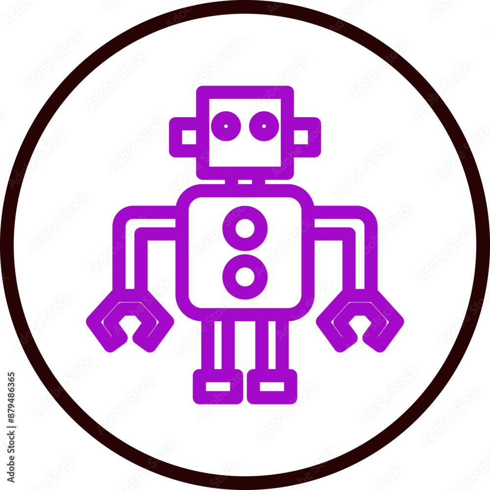 Robot Vector Line Purple Circle Black Robot Vector Line Purple Circle Black