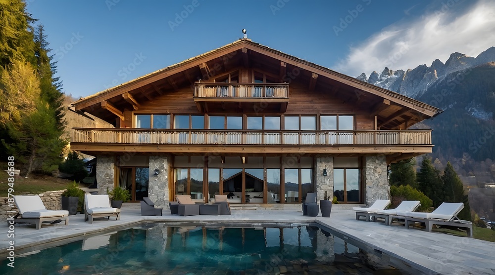 Exterior Villa With Large Windows Exterior Villa With Large Windows