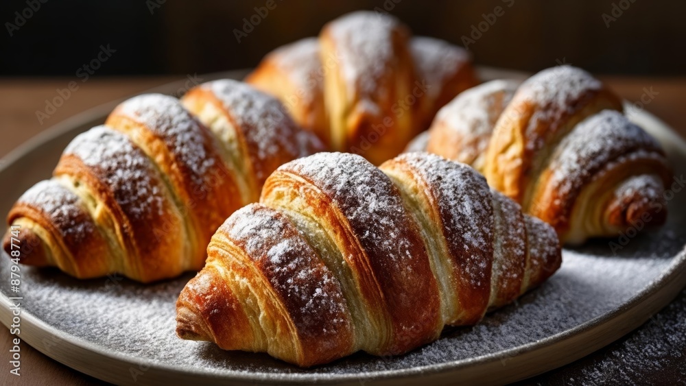  Deliciously flaky croissants dusted with powdered sugar