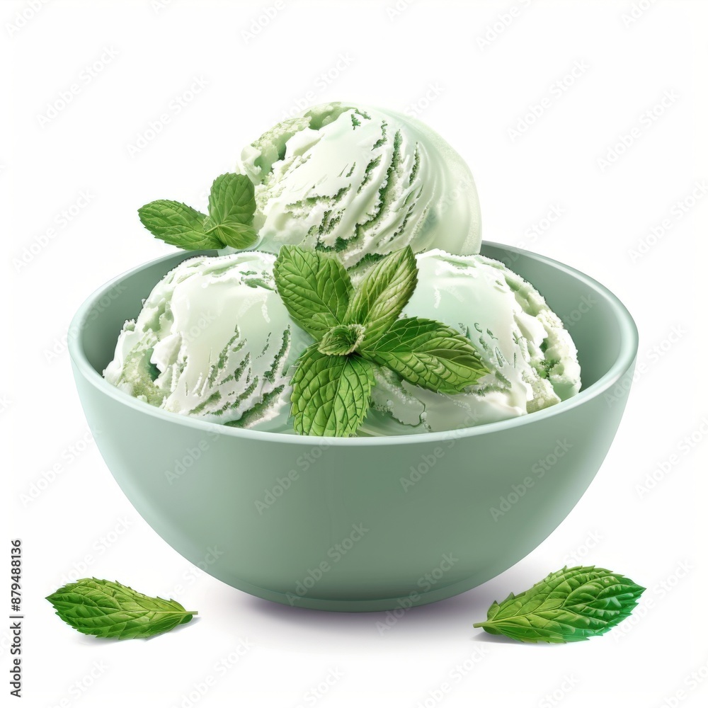 A bowl of mint ice cream, featuring smooth and creamy texture, presenting a refreshing flavor. A bowl of mint ice cream, featuring smooth and creamy texture, presenting a refreshing flavor.
