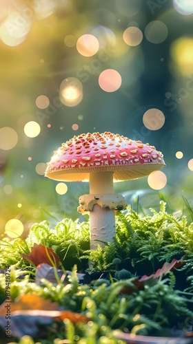 Wallpaper Mural Spring Mushroom with Bokeh Light in Lush Green Forest Landscape Torontodigital.ca