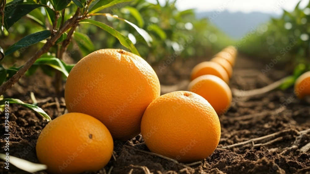 Fresh harvest of oranges in the field Fresh harvest of oranges in the field