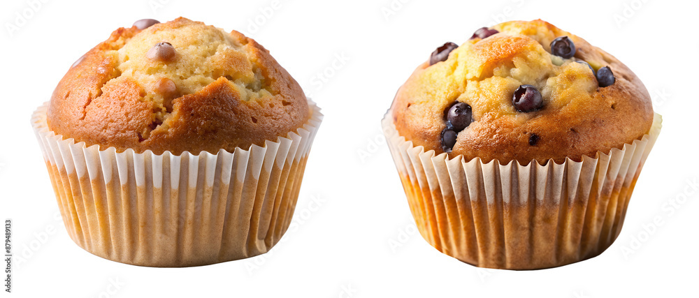 Set of two cupcakes on a transparent background. It's a tasty food concept. Set of two cupcakes on a transparent background. It's a tasty food concept.