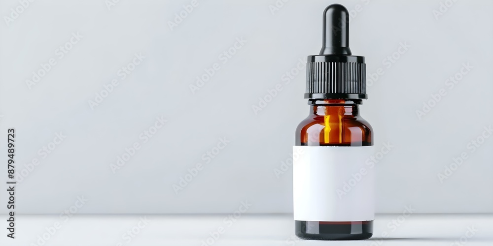 Glass dropper bottle with blank label for serum or gel product. Concept Glass Dropper Bottle, Blank Label, Serum Product, Gel Product, Skincare Packaging Glass dropper bottle with blank label for serum or gel product. Concept Glass Dropper Bottle, Blank Label, Serum Product, Gel Product, Skincare Packaging