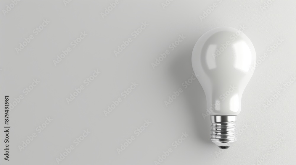 A minimalist composition featuring a silver lightbulb against a clean, white background, with ample copy space for adding text or graphics. The simple yet impactful design is perfect for conveying A minimalist composition featuring a silver lightbulb against a clean, white background, with ample copy space for adding text or graphics. The simple yet impactful design is perfect for conveying