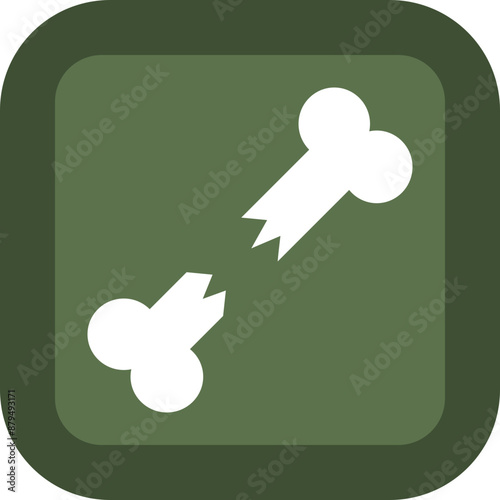 Broken Bone Glyph Green Box Icon