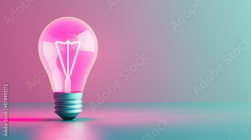 A minimalist composition featuring a glowing neon lightbulb against a dark background, with ample copy space for adding text or graphics. The image conveys a sense of innovation and creativity.