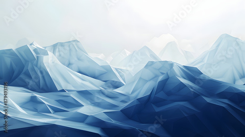 Wallpaper Mural An abstract backdrop with low poly geometric shapes blending white and dark blue hues. Torontodigital.ca