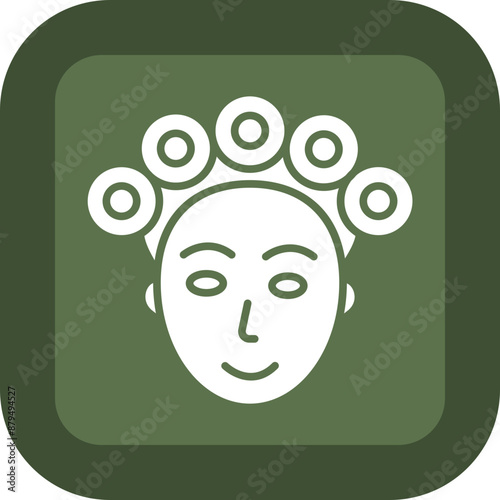 Hair Curler Glyph Green Box Icon