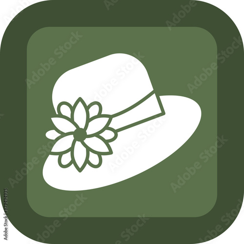 Hat Glyph Green Box Icon