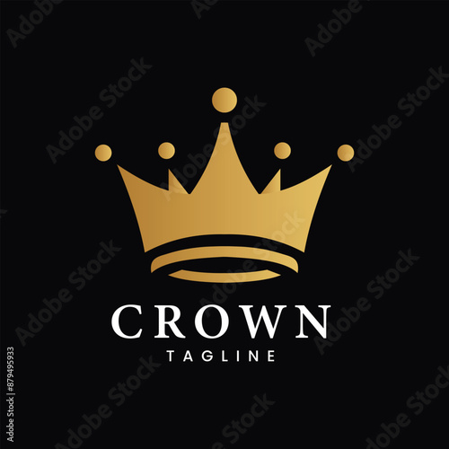 Royal Elegant Gold Crown Logo and Luxurious Majestic Design on Black Background