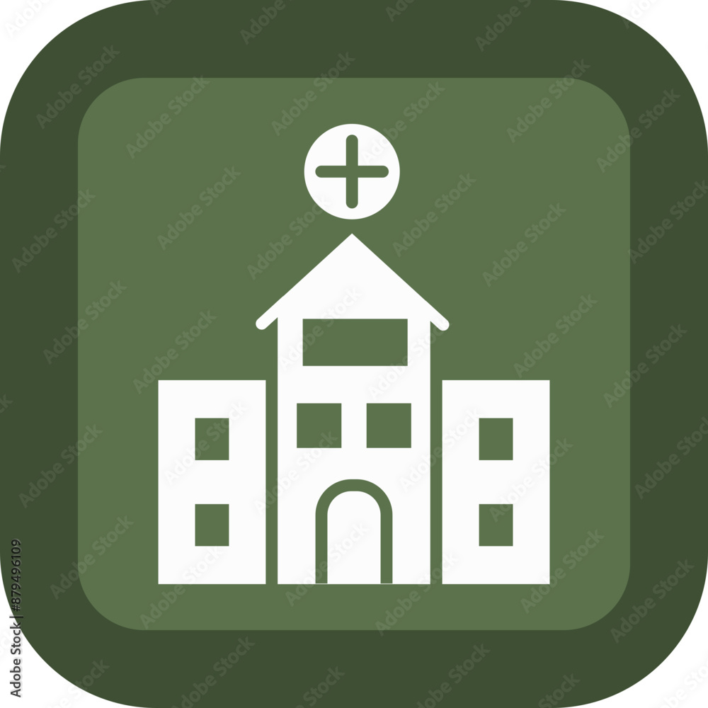 Hospital Glyph Green Box Icon Hospital Glyph Green Box Icon