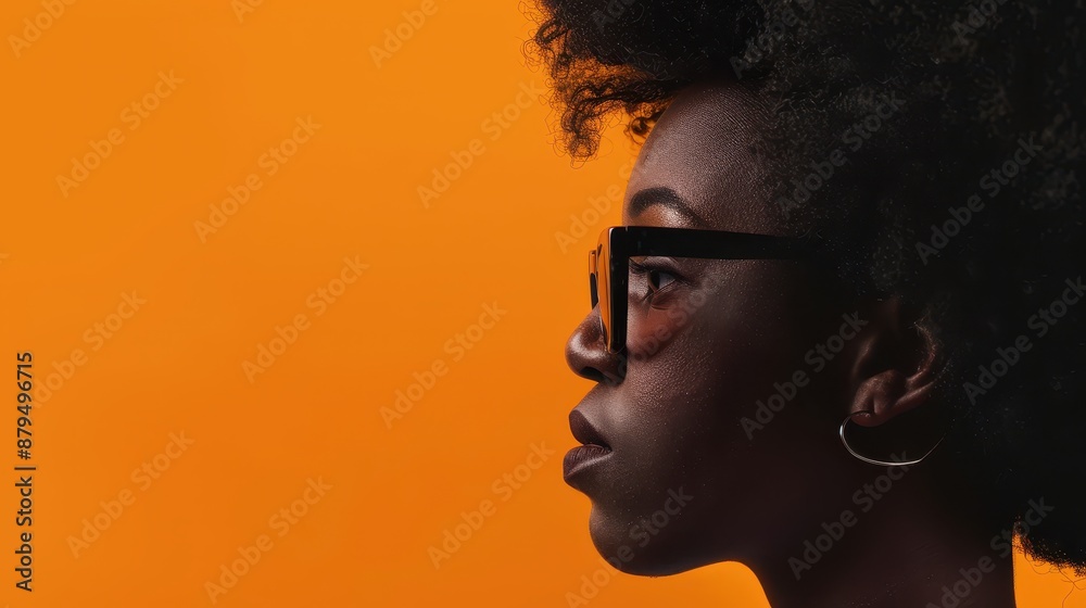 Virtual Connection: Woman Having a Video Call on Orange Background Virtual Connection: Woman Having a Video Call on Orange Background