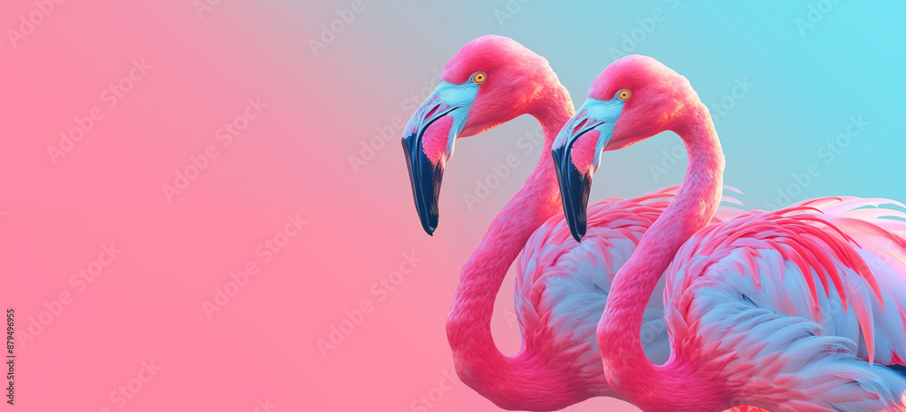 Naklejka premium vibrant flamingo with soft gradient background