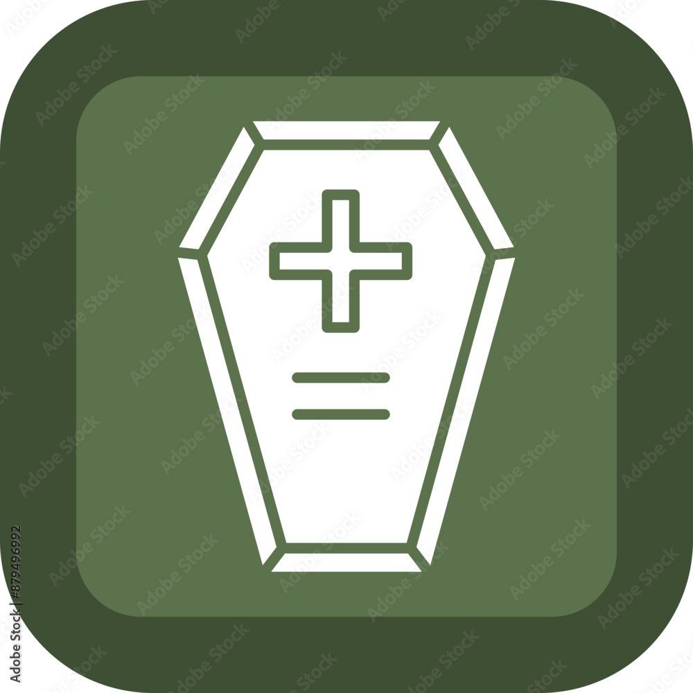 Obraz premium Coffin Glyph Green Box Icon