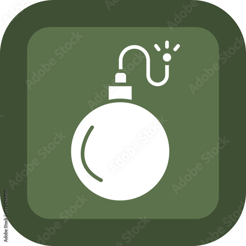 Bomb Glyph Green Box Icon