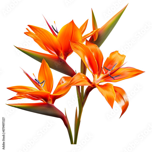 Orange strelitzia reginae tropical flower clip art