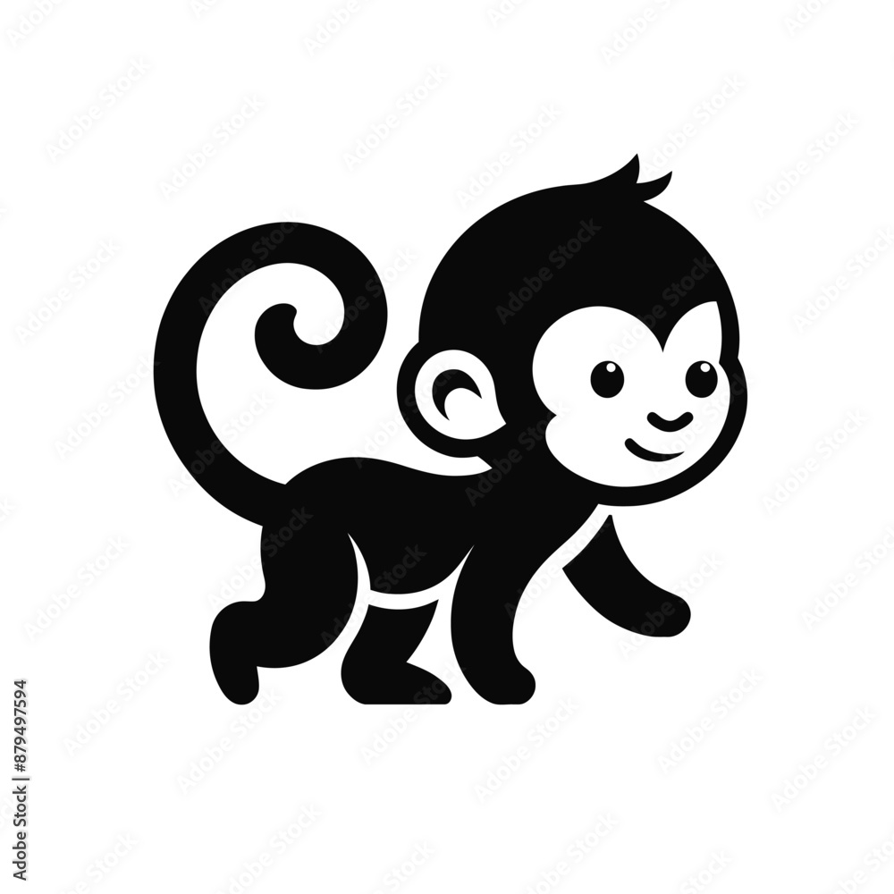 Fototapeta premium monkey mascot logo in black silhouette