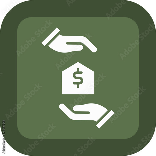 Loan Glyph Green Box Icon