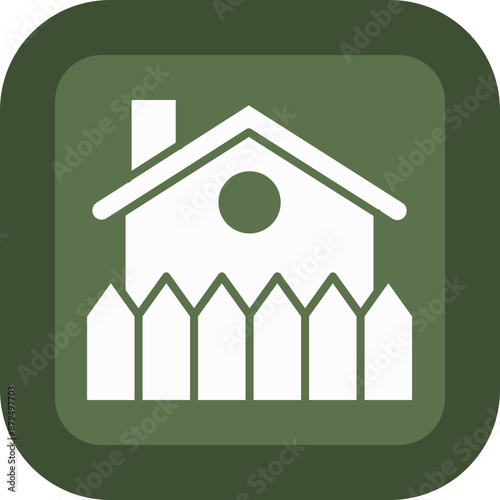 Fence Glyph Green Box Icon