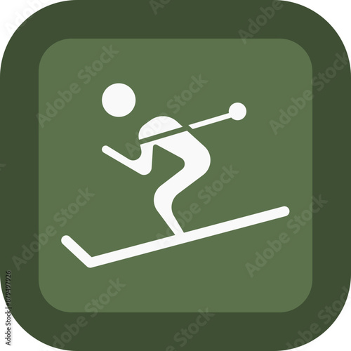 Cross cuntry Glyph Green Box Icon