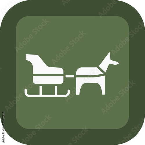 Dog sled Glyph Green Box Icon