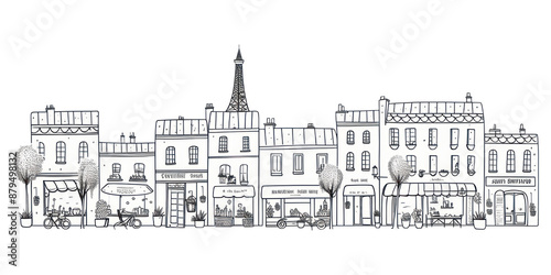 PNG Paris street drawing sketch doodle.