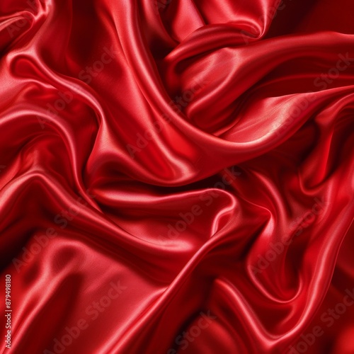 Abstract Red Satin Background: Perfect for Mobile and Computer Wallpapers, Celebrations, National Day, and Christmas Festive Themes, Featuring Natural Curves and Abstract Scenic Art, High-Resolution A