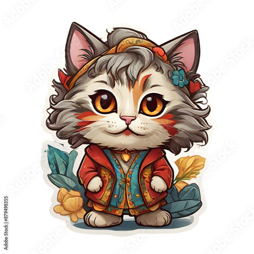 Cultural cat PNG 4000x4000 high resolution photo