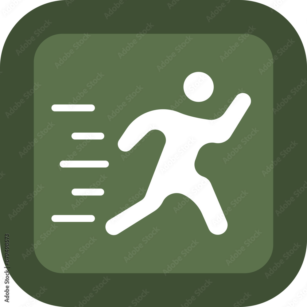 Running Glyph Green Box Icon