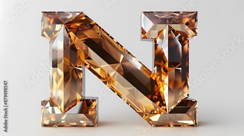 Letter N with stunning luxury stone jewel, 3d art illustration
