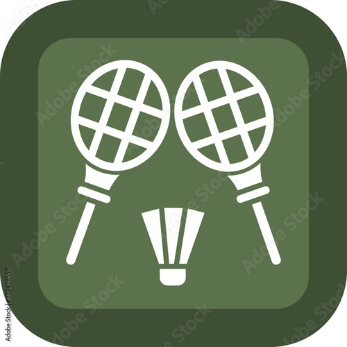 Badminton Glyph Green Box Icon