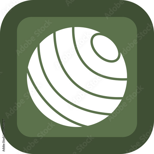 Exercise Ball Glyph Green Box Icon