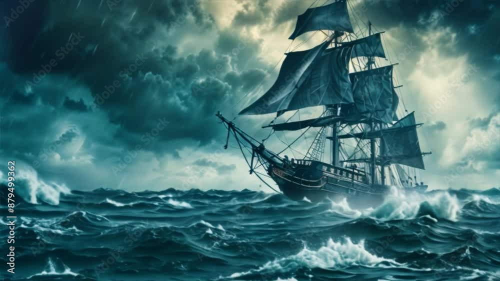 Animation of pirate ship caught in a storm.
Animation of pirate ship caught in a storm.