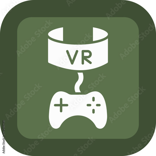 Vr Game Glyph Green Box Icon