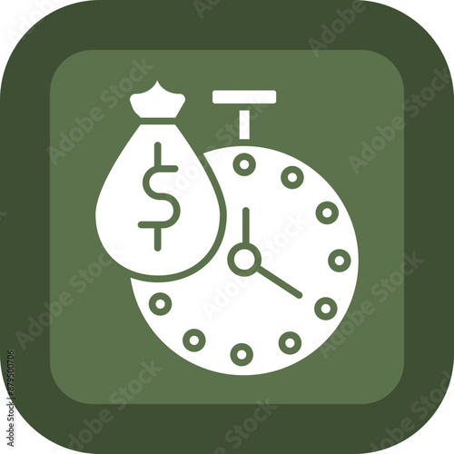 Payment Time Glyph Green Box Icon