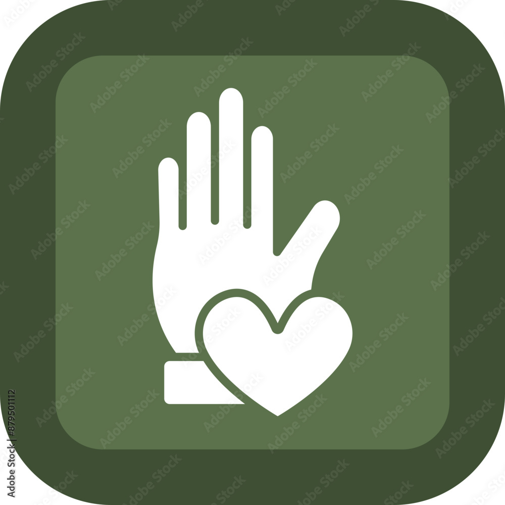 Obraz premium Helping Hand Glyph Green Box Icon