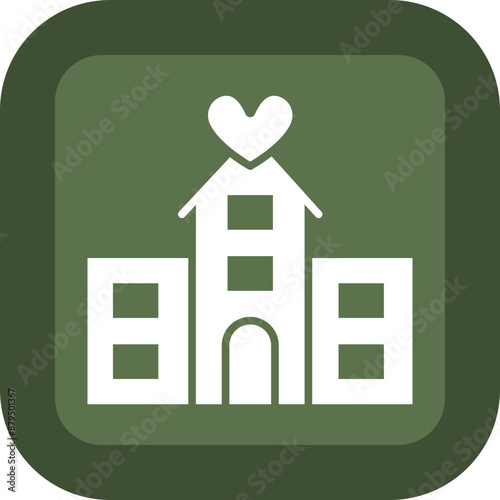 Hospital Glyph Green Box Icon
