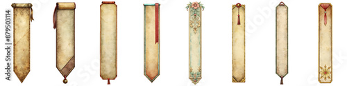 Vintage bookmark isolated on transparent background PNG file