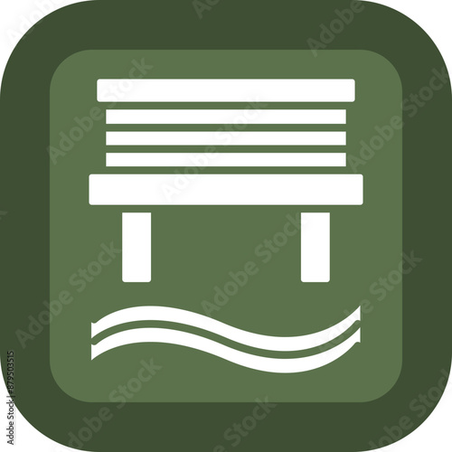 Water Bridge Glyph Green Box Icon