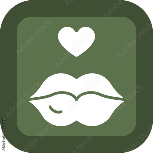 Lips Glyph Green Box Icon