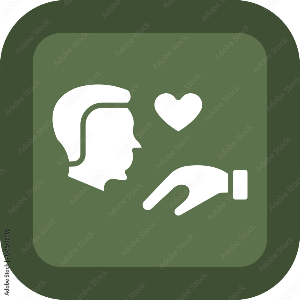 Hand Kiss Glyph Green Box Icon Hand Kiss Glyph Green Box Icon