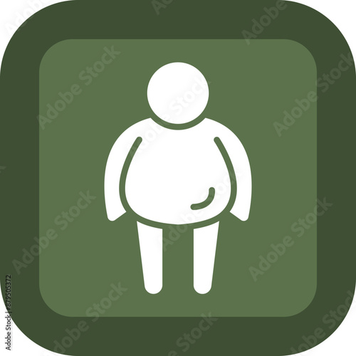 Obesity Vector Glyph Green Box Icon