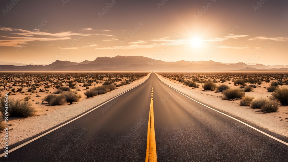 Fototapeta premium Empty asphalt road, Adventure road in desert