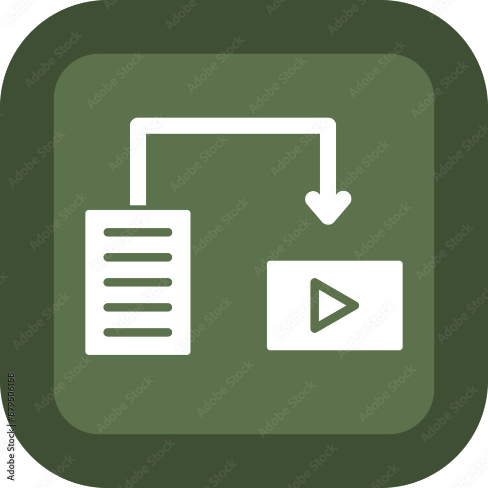 Text To Video Vector Glyph Green Box Icon