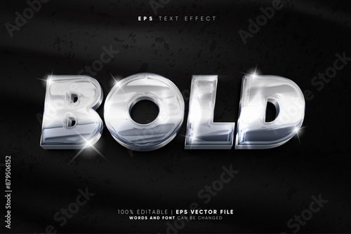 Super Glossy Silver Bold  3D Text Effect