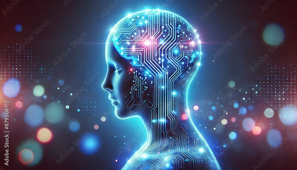 An image of a human figure with a glowing, blue outline, representing advanced technology and artificial intelligence An image of a human figure with a glowing, blue outline, representing advanced technology and artificial intelligence