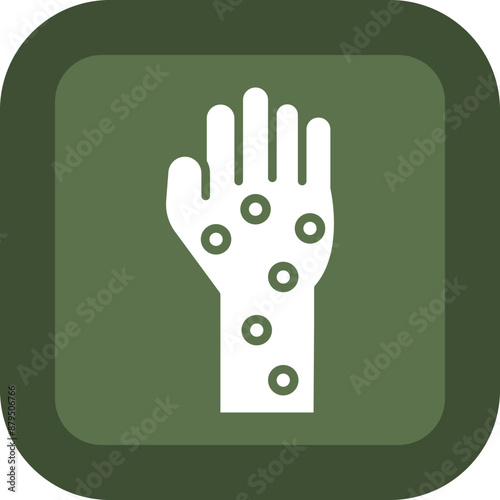 Hand Rash Vector Glyph Green Box Icon