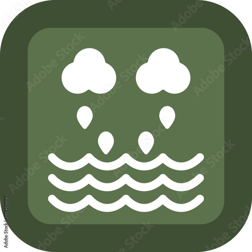 Rainstorm Vector Glyph Green Box Icon