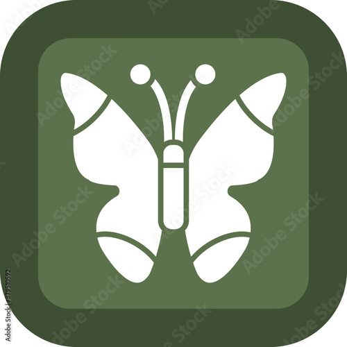 Butterfly Glyph Green Box Icon